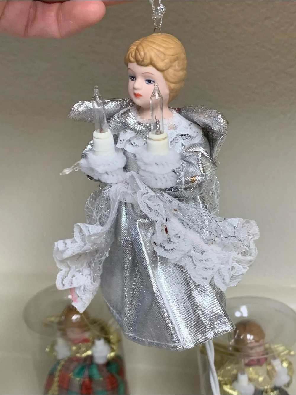 3 Trim A Home Angel Mini Tree Topper Pigtail Light Up Ornaments Kmart 5” Vtg